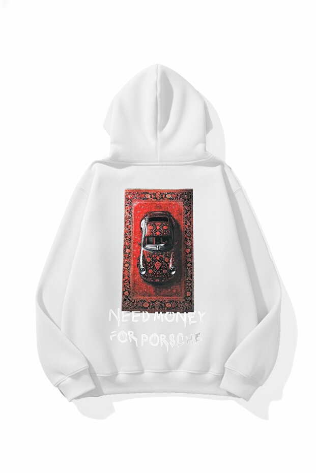 Unisex Soft Textured Need Money Printed Design Oversize 3 Thread Hoodie Sweatshirt