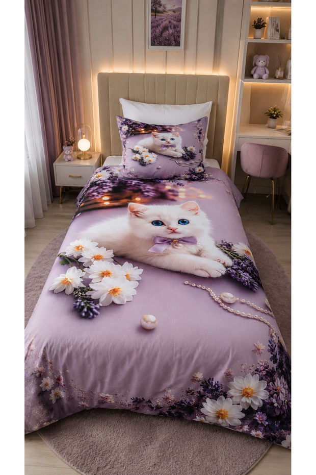 Mor Pati 5D Digital Printed Cotton Single Duvet Cover Set 4 Pieces