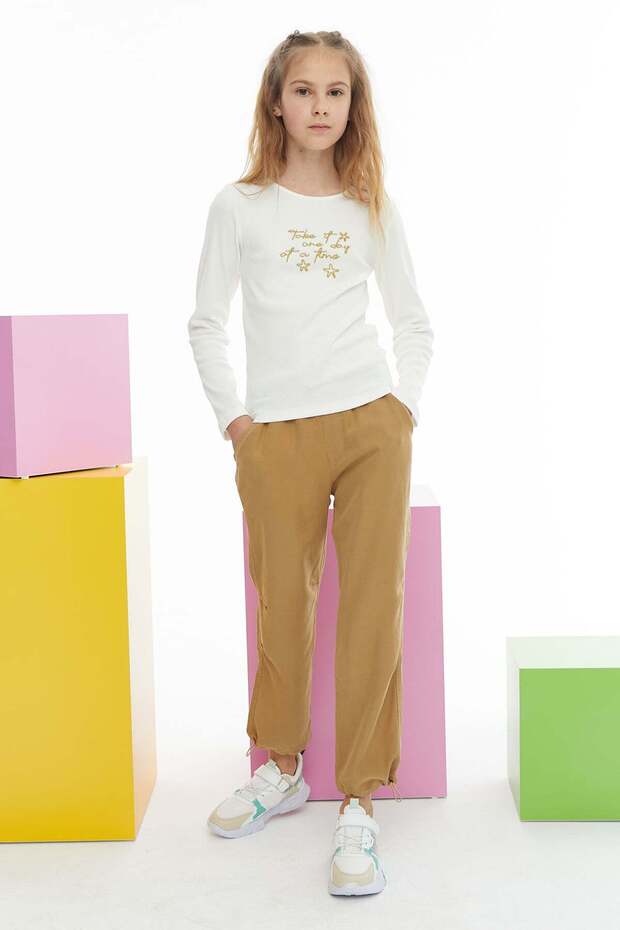 Girl's Folded Detailed Trousers