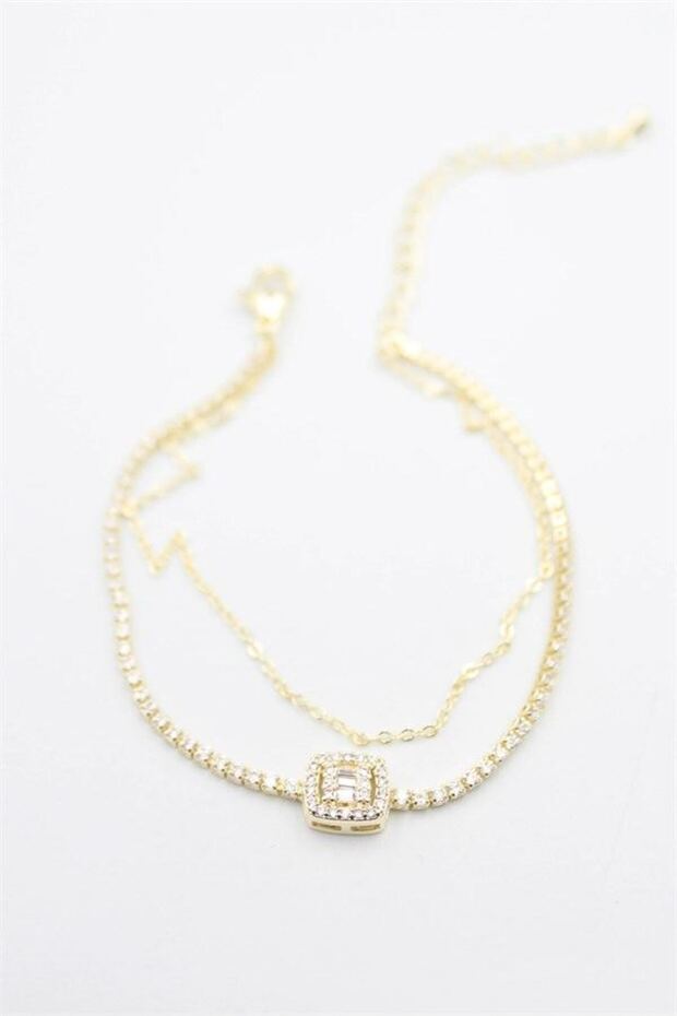 Glb-stl41414 baguette stone bracelet - gold