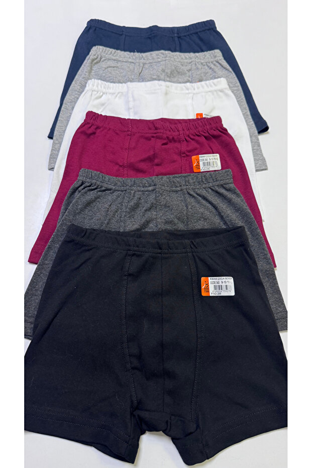 Boy's 6-Piece Set, 100% Cotton, Soft Ribbed Fabric, Plain, Patternless School Boxers