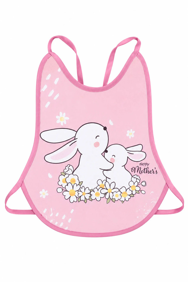 Baby Girl Pink Rabbit Patterned Waterproof Apron