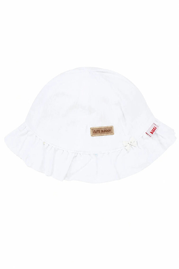 Baby Girl White Cute Bunny Embroidered Bow Fedora Hat 0-18 Months