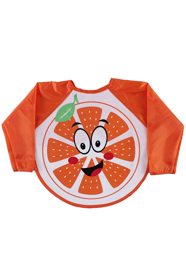Unisex Orange Patterned Long Sleeve Apron