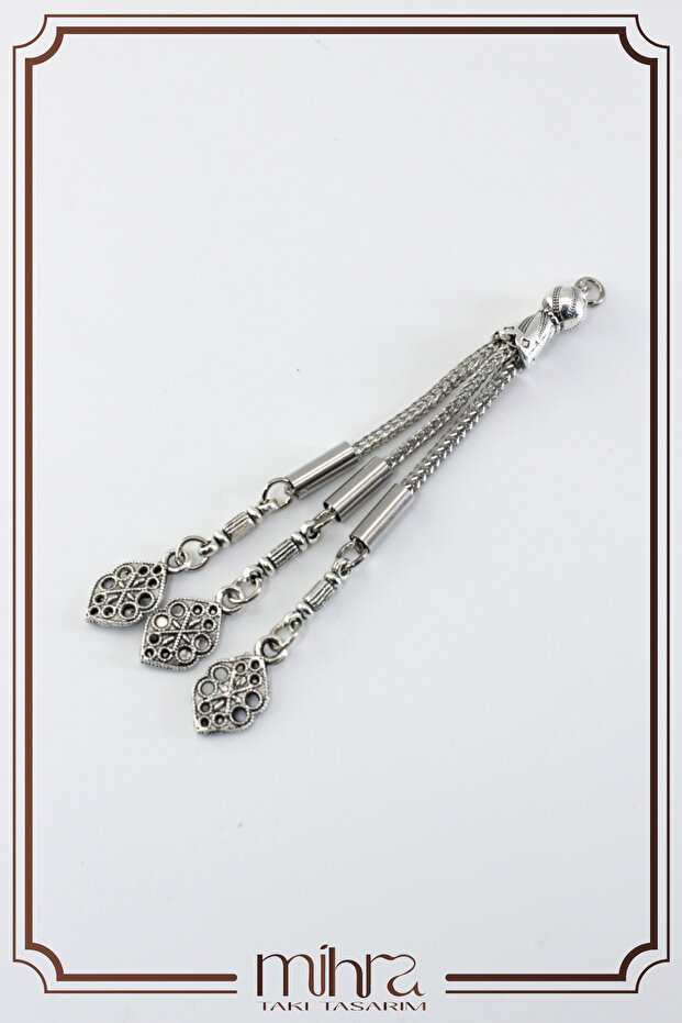 Triple Rosary Tassel – Tuğra Model - Natural Stone, Amber and Epoxy Rosary Making Material