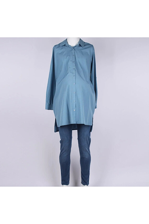 Indigo Buttoned Maternity Shirt