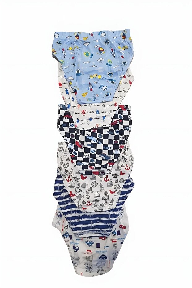 Tutku-Erkek Çocuk Elastan Printed Mixed Patterned Slip Underpants 2-Pack
