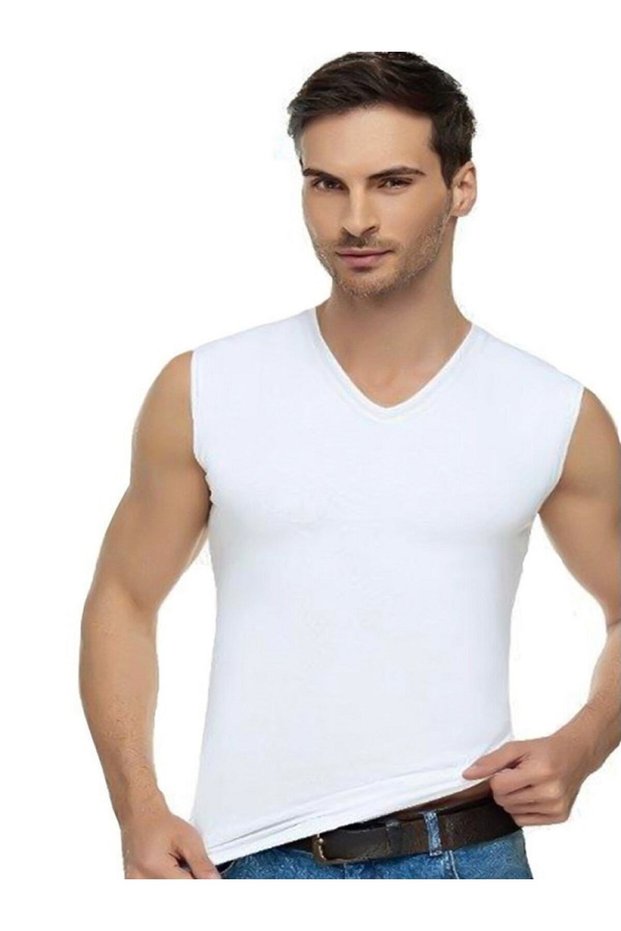 Tutku-Elit Men's Elastane V-Neck Zero Sleeve 9 Pieces