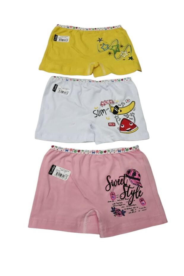 Tutku-Girls' Colorful Lycra Cotton Boxer Briefs 3-Pack