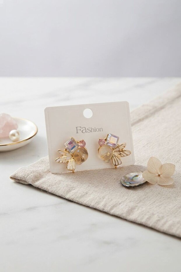 Butterfly Model White Zircon Stone Women's Earrings