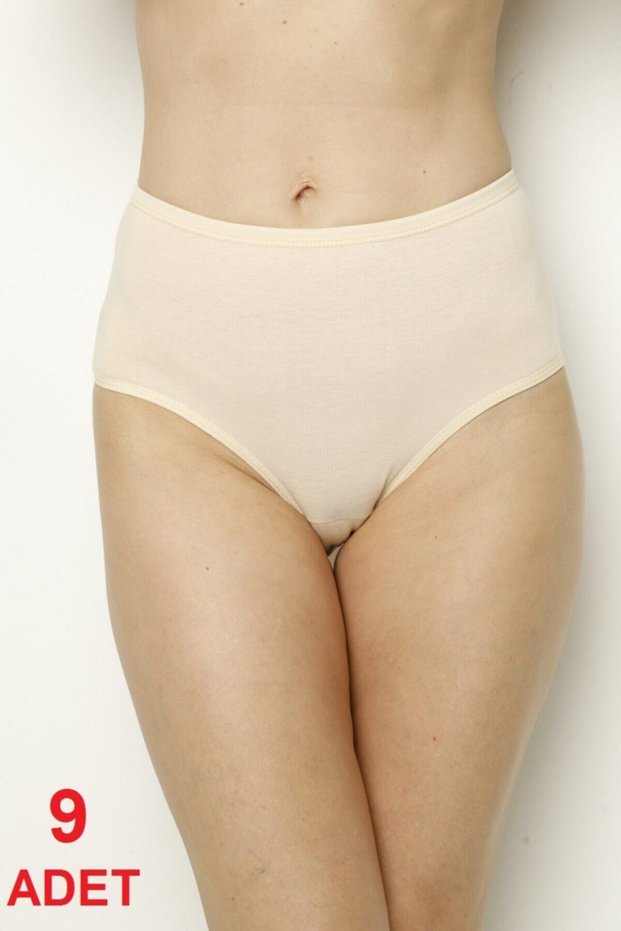Tutku-Women's Skin Cotton High Waist Bato Panties 9-Pack