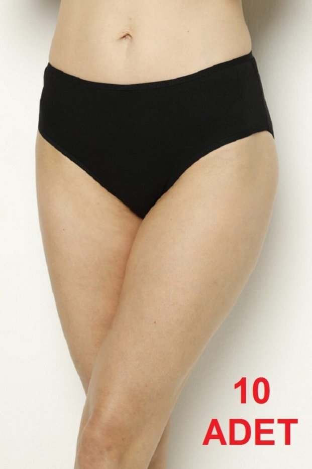 Tutku-Women's 10-Pack Black Cotton Lycra High Waist Bato Panties