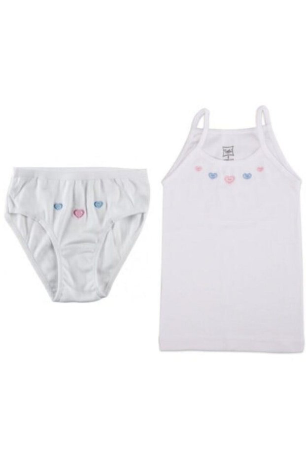 Tutku-Girls' White 4-Piece String Strap Athlete Underwear
