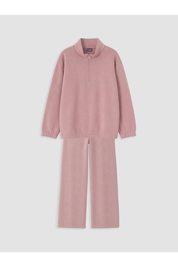 Peak New Season Pink High Collar Girls' Thick Tracksuit Set