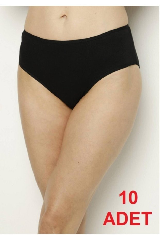 Tutku-Women's 10-Pack Black Cotton Lycra High Waist Bato Panties New Season