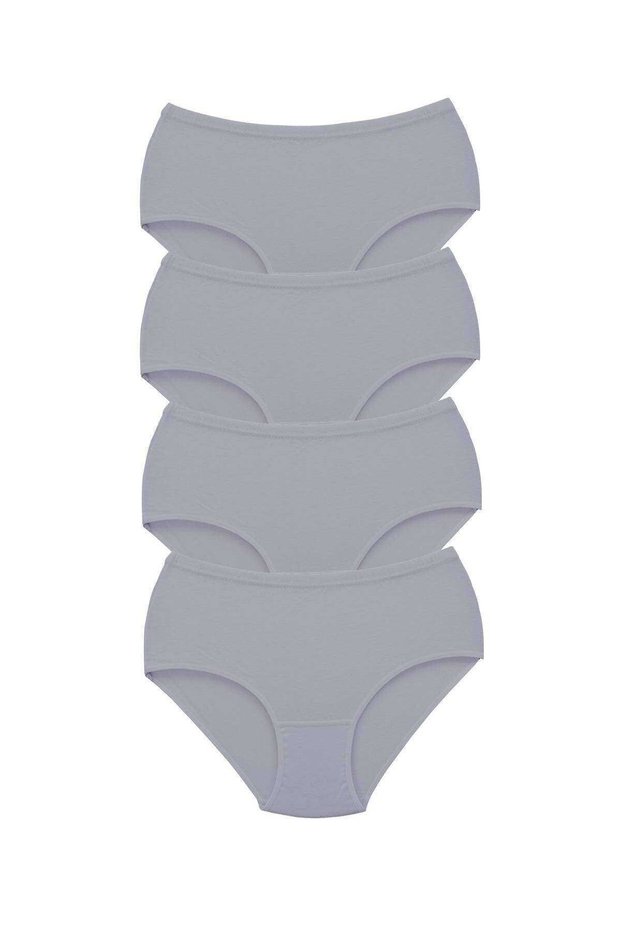 Tutku-4 Pieces Women's High Waist Bato Thick Rubber Panties Gray