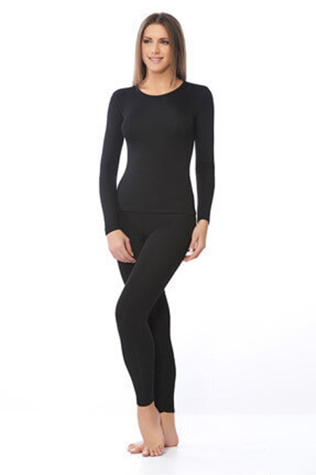 Tutku-Keyal Black Thermal Set Bottom Top