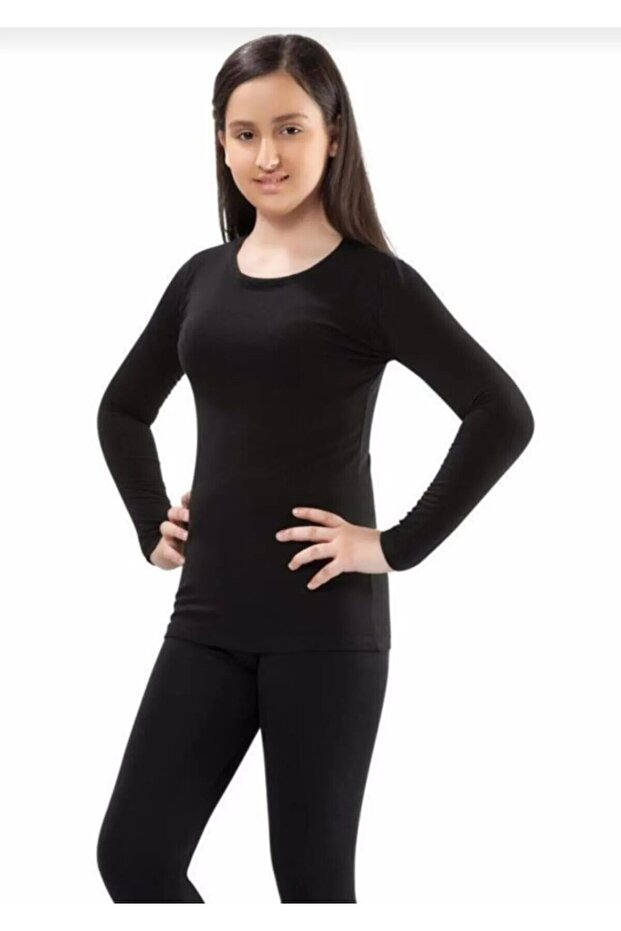 Tutku-Kız Çocuk Thermal Bottom-Top Set Set Black
