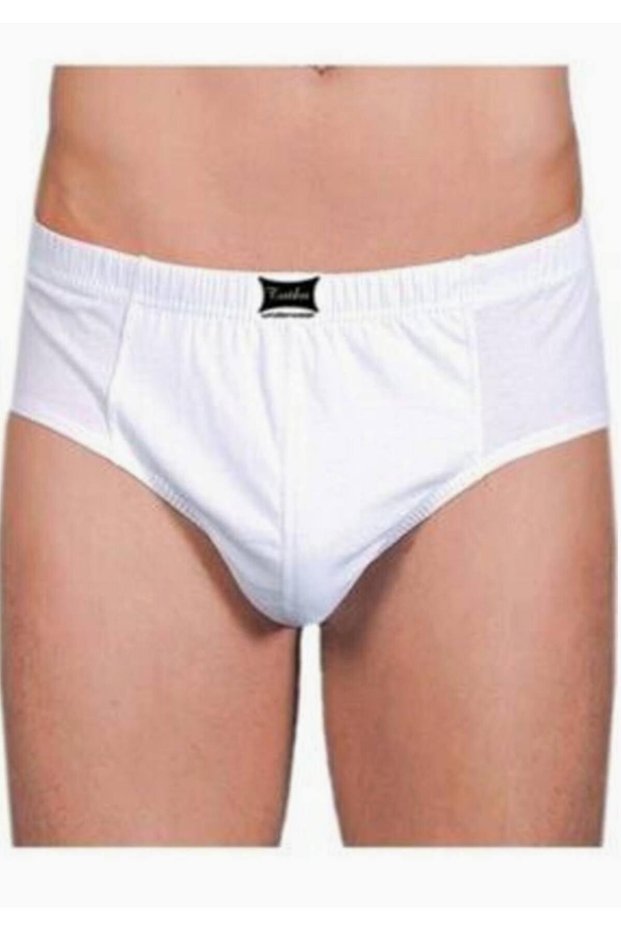 Tutku-Men's White Combed Cotton Slip Underwear. New Season (11 Pieces Economic Package)