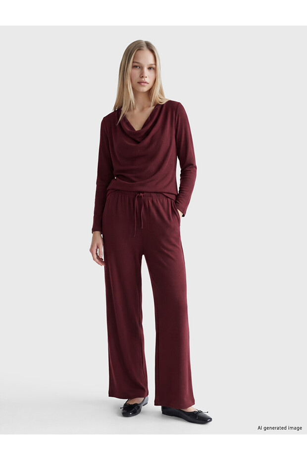 Vizyon New Season Burgundy Wide Leg Women's Sweatpants
