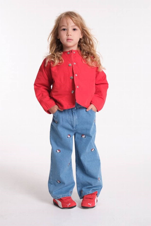Red Quilted Jacket Set-1109