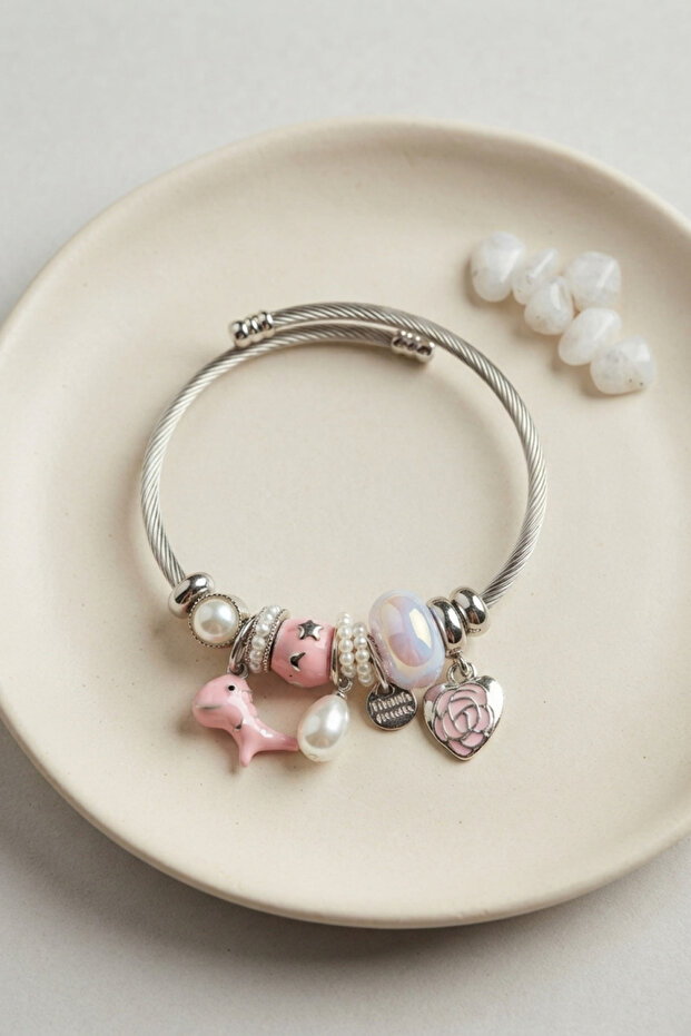 Pink Dino Charm Bracelet