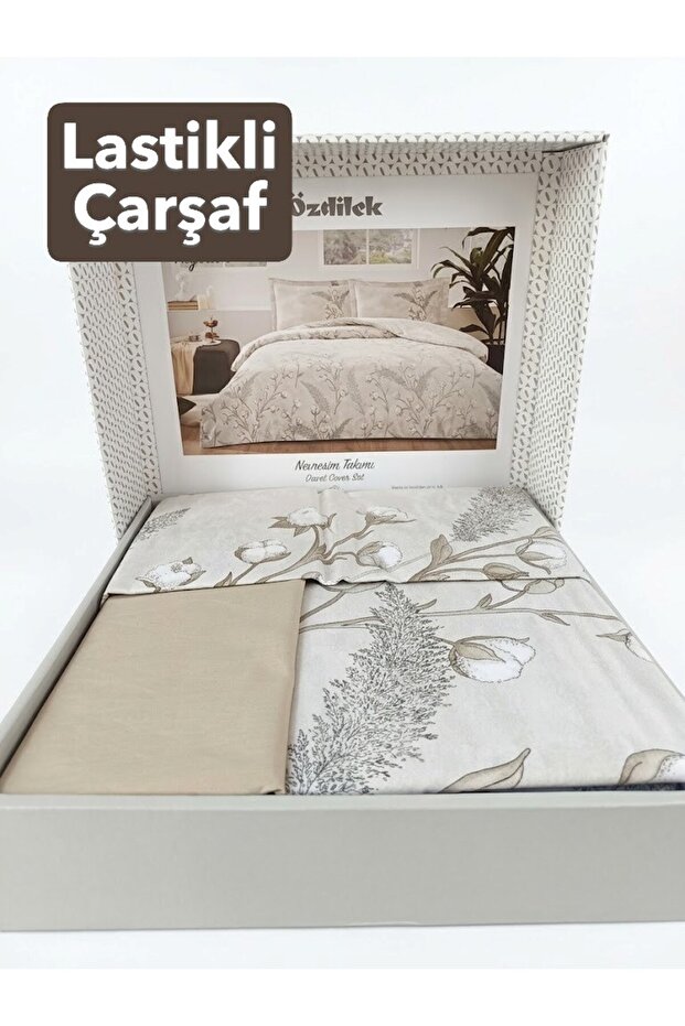 Cotton Pattern - Elastic Sheet - Double Duvet Cover Set