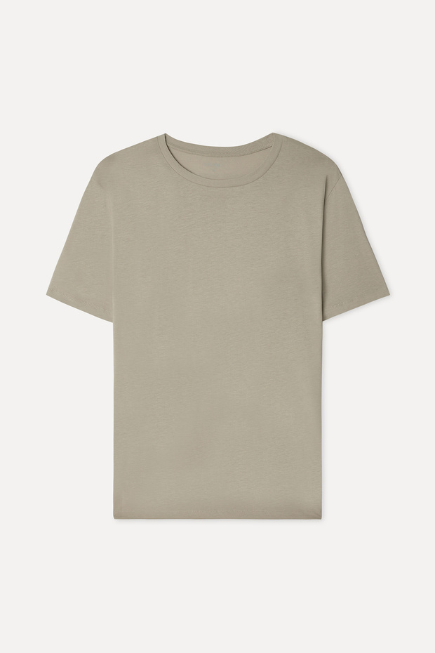 Men's Beige Color Crew Neck T-Shirt