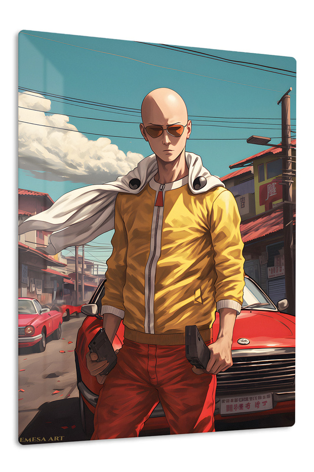 Saitama Anime Metal Wall Art