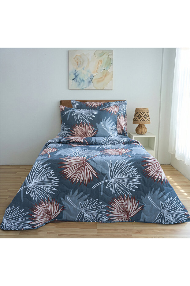 Single Patterned Multi-Purpose Bedspread Quilted +2 Pillowcases + Elastic Sheets (Pique Set)