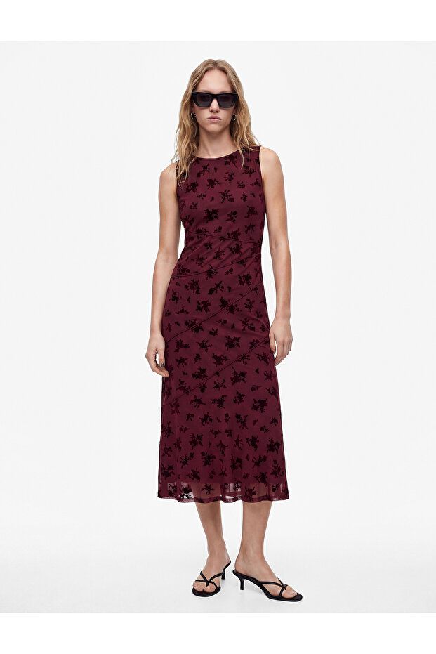 Boat Neck Sleeveless Slim Fit Tulle Dress