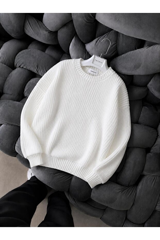 Men's Oversize Thessaloniki Knitted Sweater Crew Neck Sweater