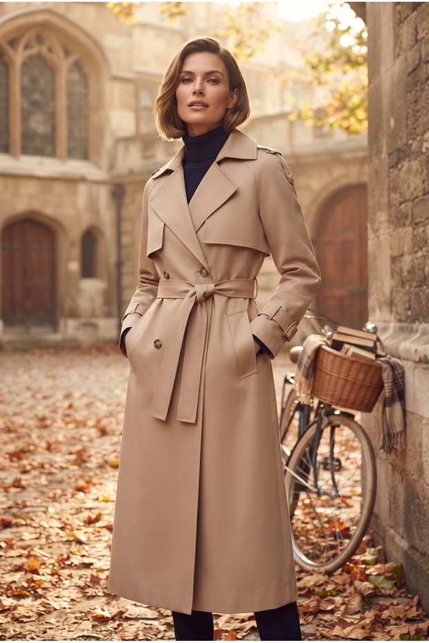 Women's Torino Fabric Long Trench Coat