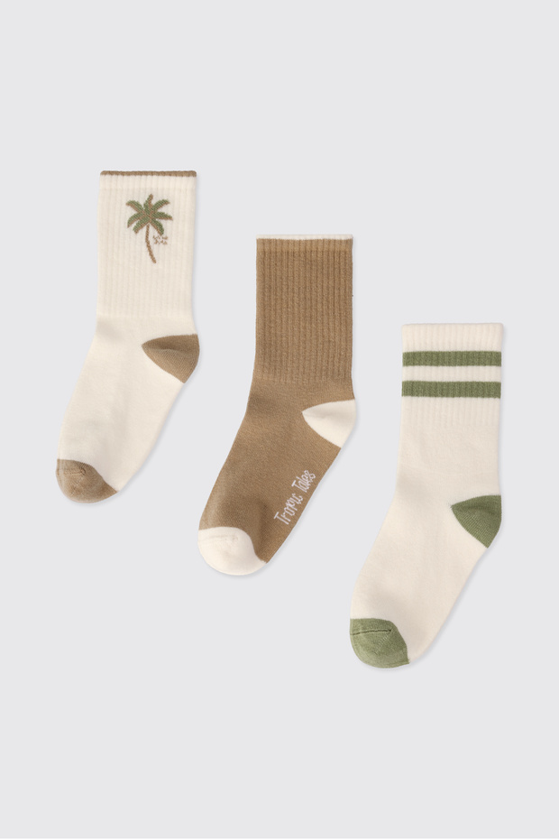 Boy's 3-Piece Ecru Socks