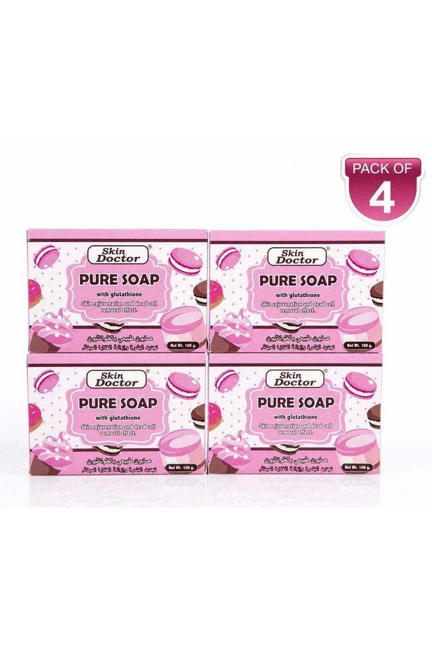Pure Soap with Glutathione Pack of 4 x 100g – Brightening & Skin Rejuvenation Soap – Dead Skin Cell Removal for Soft Smooth Skin