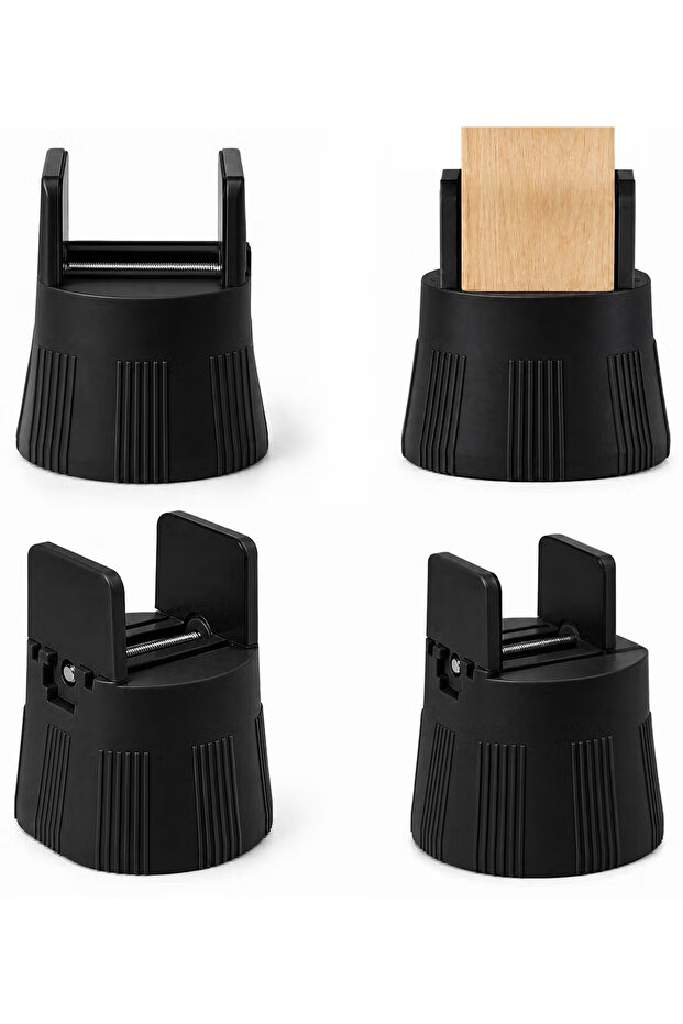 4 Pack Adjustable Furniture Leg Risers,1‑50mm Expandable Clamp Elevator Pads,Heavy‑Duty Height Riser with EVA Anti‑Slip Lining & Soundproof Felt Bottom for Table Sofa Bed Cabinet Chair,Black