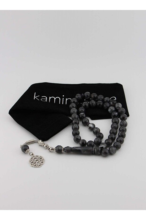 Amber Resin / 45 Bead / Tasbih / Prayer Beads / Gray Swirl