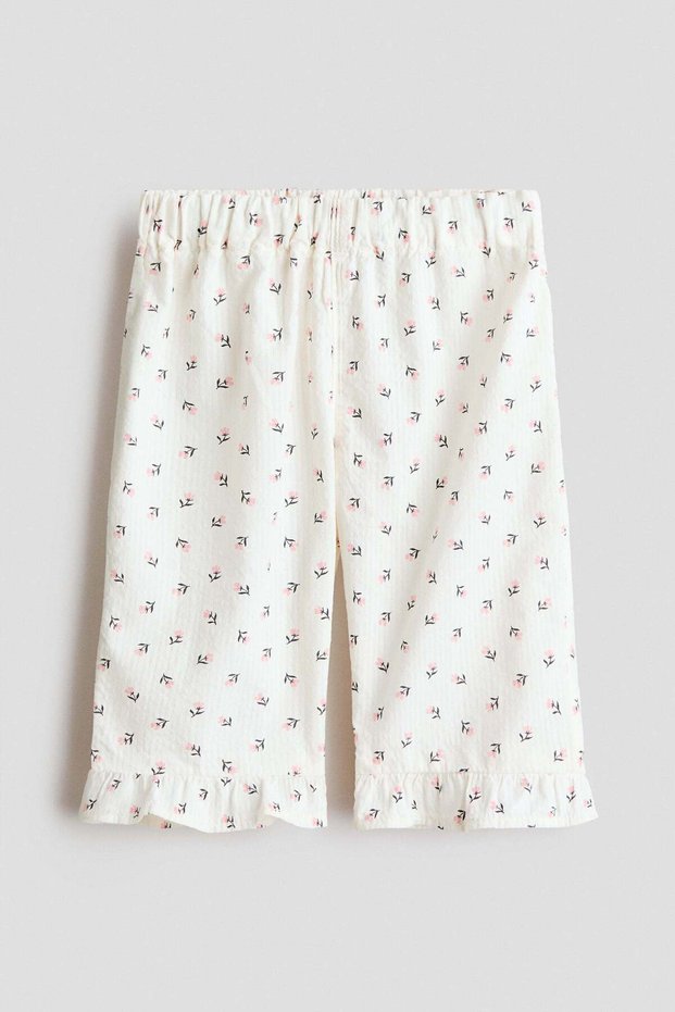 Frill-trimmed cotton trousers