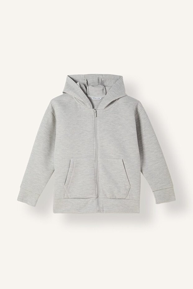 Zippered Hooded Basic Sweatshirt Cardigan for Boys I3124A826Au