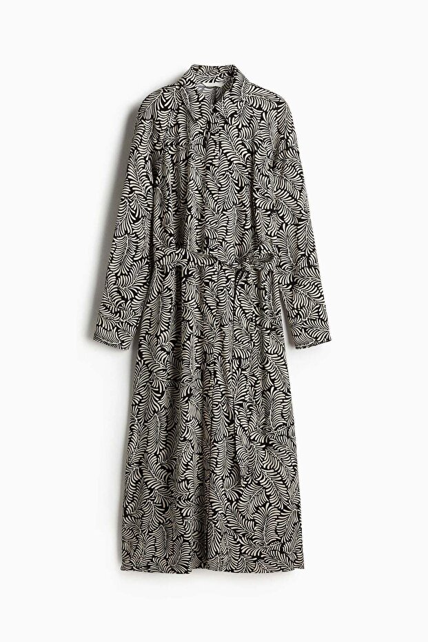 Tie-belt viscose shirt dress