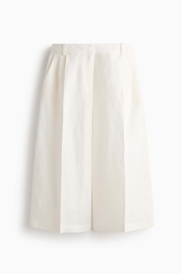 Wide linen-blend culottes