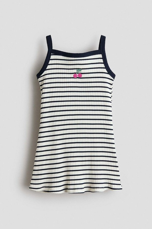 Embroidery-detail strappy dress
