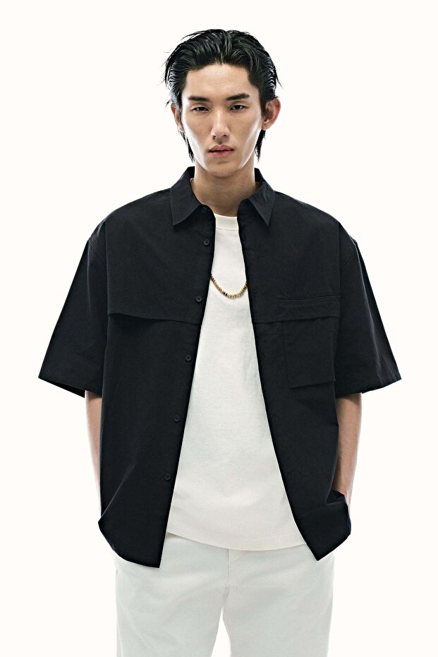 Loose Fit Short-sleeved cotton shirt