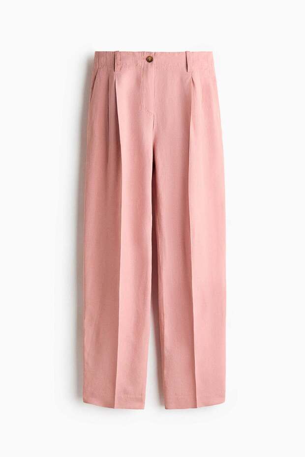 Tapered linen-blend trousers