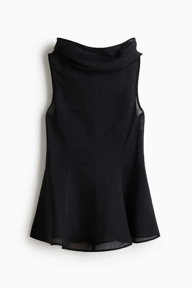 Ramie-blend peplum top