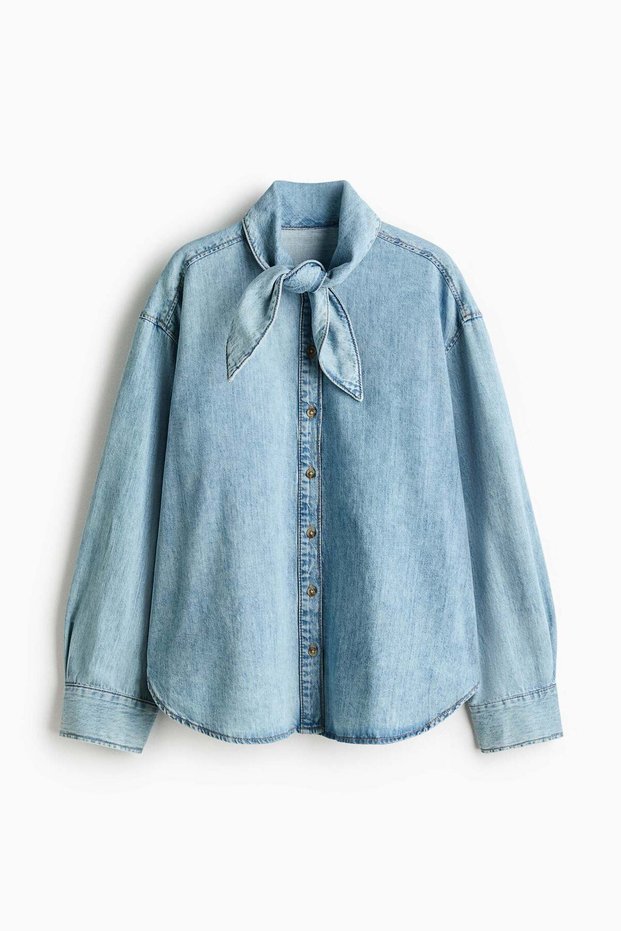 Scarf-collar shirt