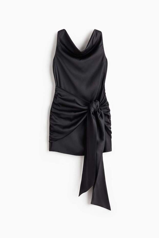 Cowl-neck satin dress