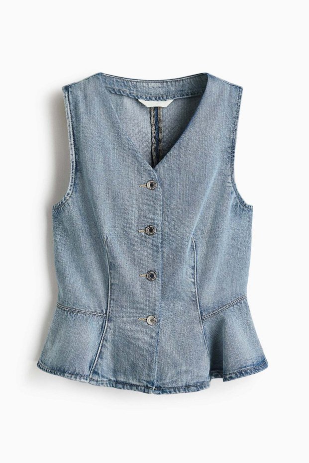 Denim peplum waistcoat
