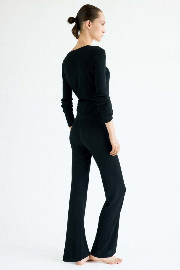 Rib-knit trousers