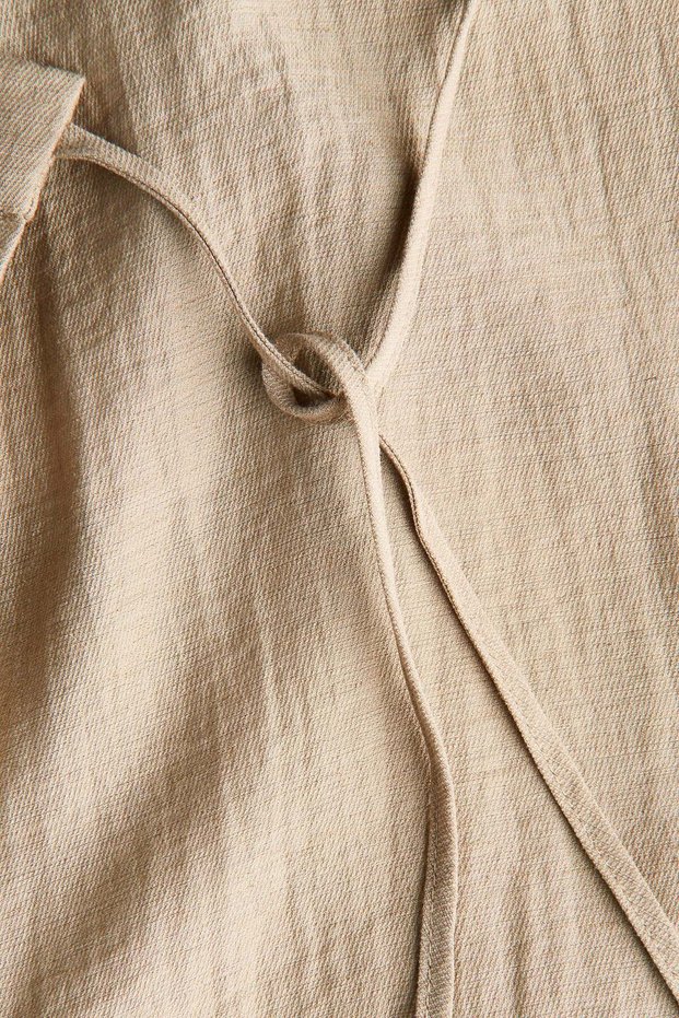 Linen-blend wrapover trousers